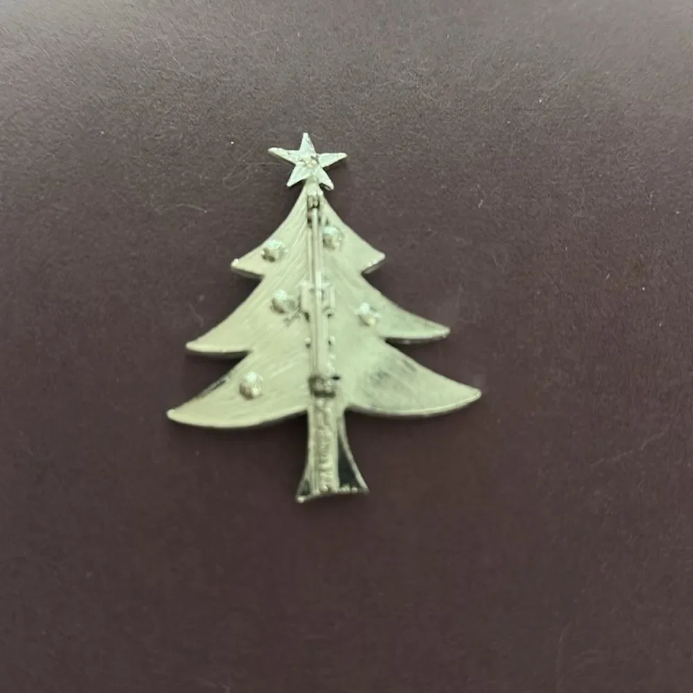 Vtg Tancer II Enamel And AB Rhinestone Christmas Tree Brooch Signed